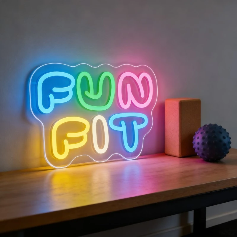 Fun Fit Neon Sign LED Cartoon  - Yoga Fitness Rooms 评论和价格