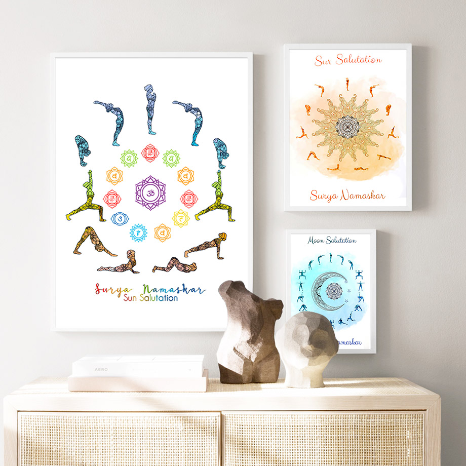 Yoga Pose Sun Moon Salutation  - Yoga Fitness Rooms 评论和价格
