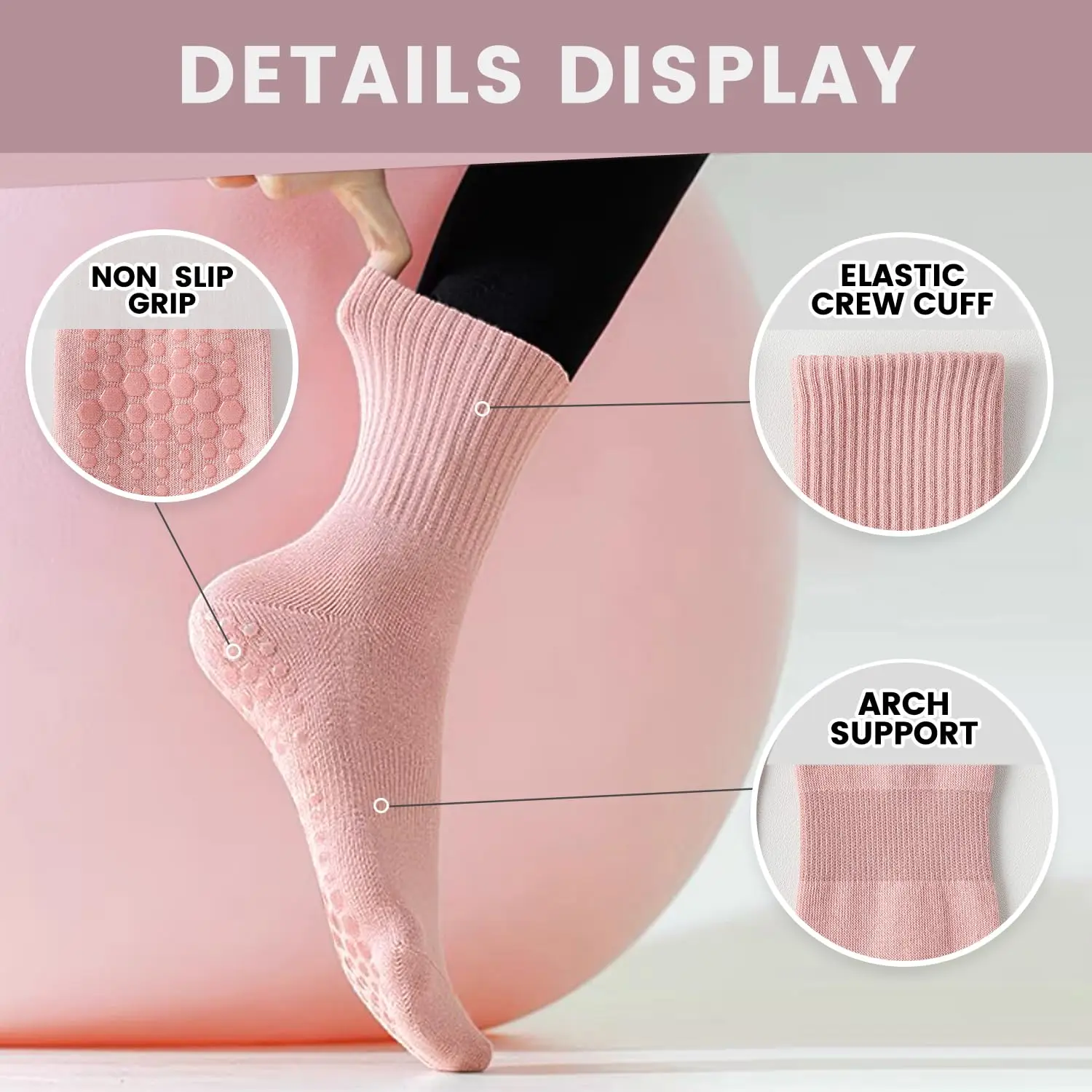4 pairs of women's yoga socks, - Yoga & Fitness Classes By Niharika Zirakpur Reviews 评论和价格