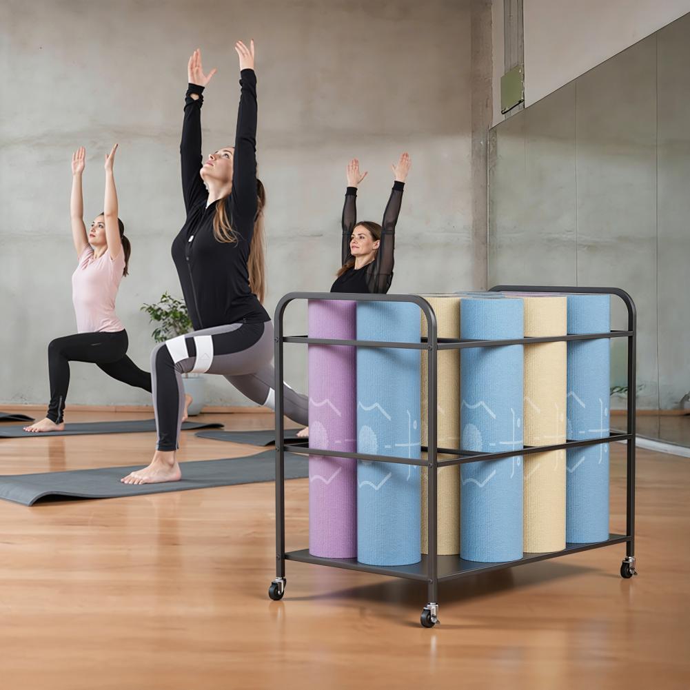 Yoga Mat Storage Rack with Whe - Yoga Fitness Rooms 评论和价格