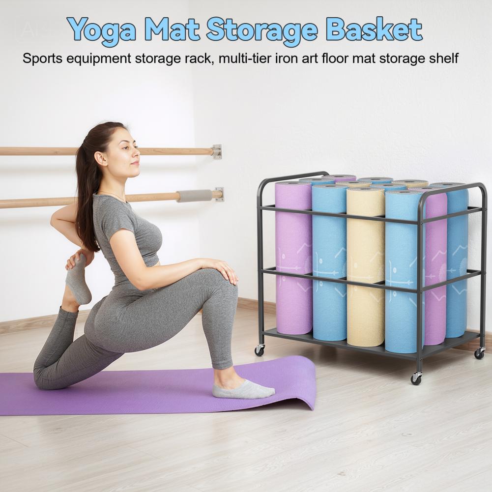Yoga Mat Storage Rack with Whe - Yoga Fitness Rooms 评论和价格