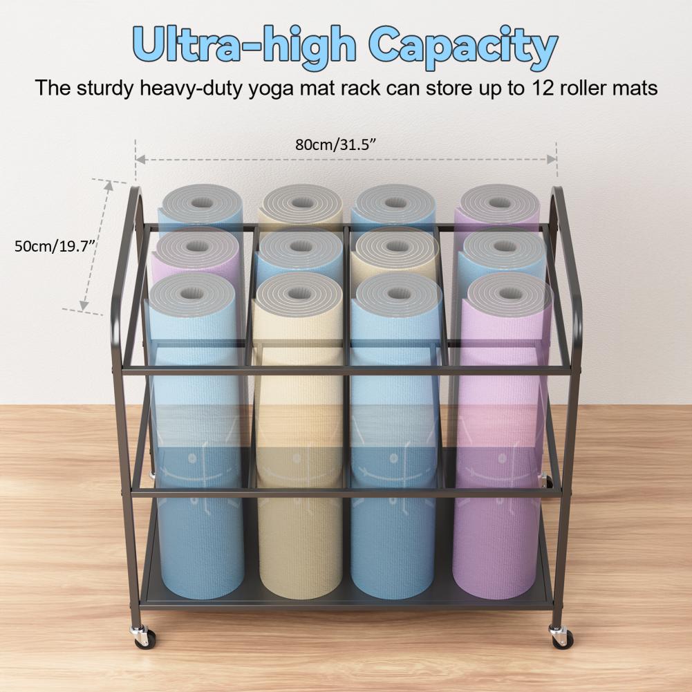 Yoga Mat Storage Rack with Whe - Yoga Fitness Rooms 评论和价格