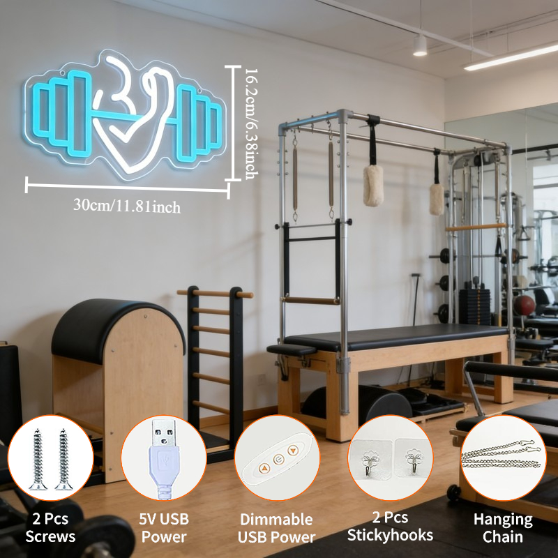 Bicep Dumbbell Neon Sign LED W - Yoga Fitness Rooms 评论和价格