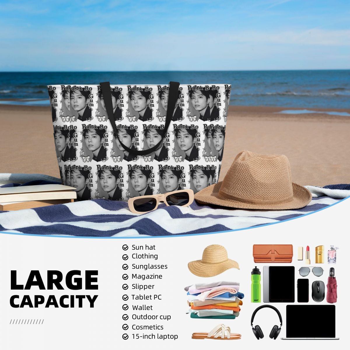 Park Bo Gum Kpop Beach Tote Ba - Yoga Fitness Park 评论和价格